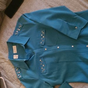 Bright blue Kathy  Che metallic adorned blouse size M